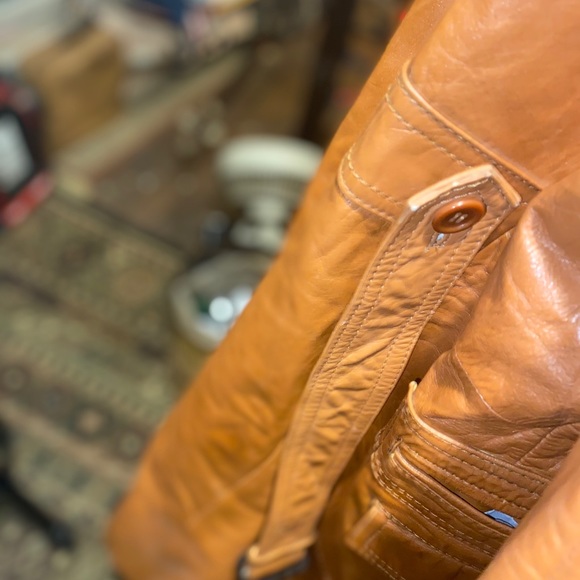 MENS VINTAGE BROWN LEATHER TRENCH COAT GREAT COND - Picture 13 of 13